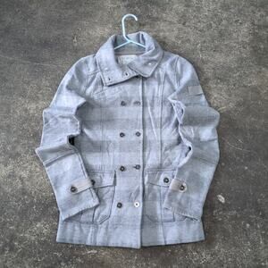 Tildon Jacket Womens M Gray Stripe Peacoat Classic Stylish Outerwear Coat